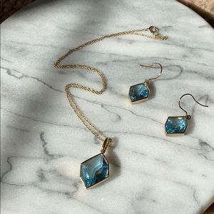 Vera Wang Blue Topaz Necklace and Earrings